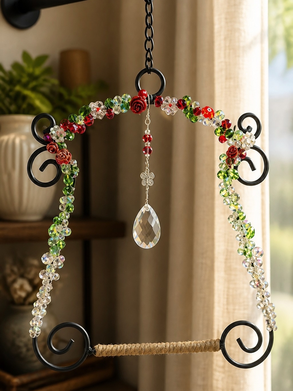 Crystal Hand Beaded Humming Bird Perch